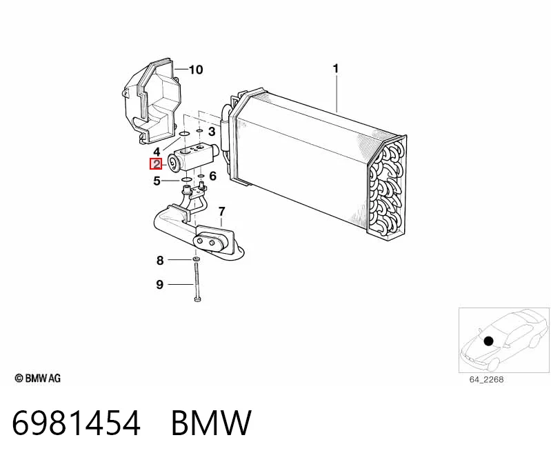 6981454 BMW Válvula TRV de aparelho de ar condicionado