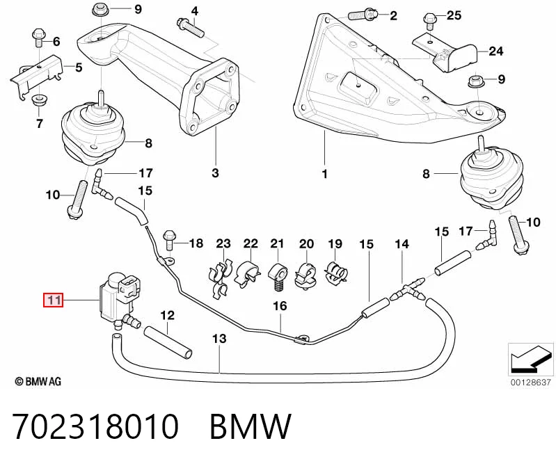 702318010 BMW Válvula solenoide de regulação de comporta EGR