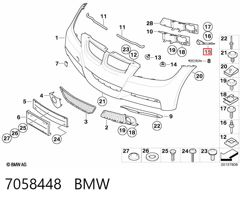 7058448 BMW Consola dianteira de fixação do pára-lama dianteiro direito