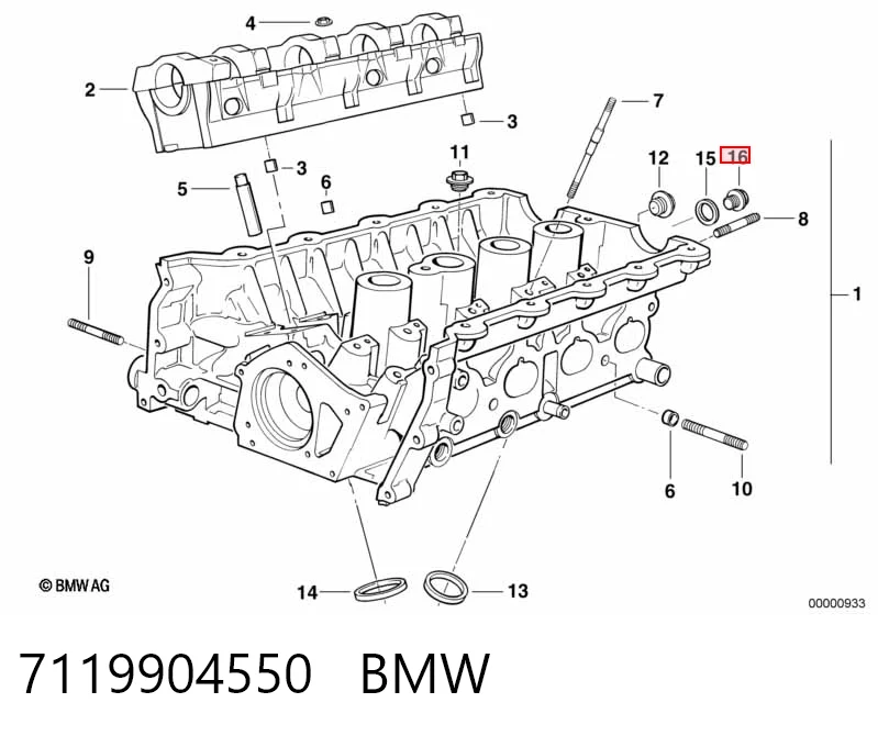 7119904550 BMW Tampão de panela de motor