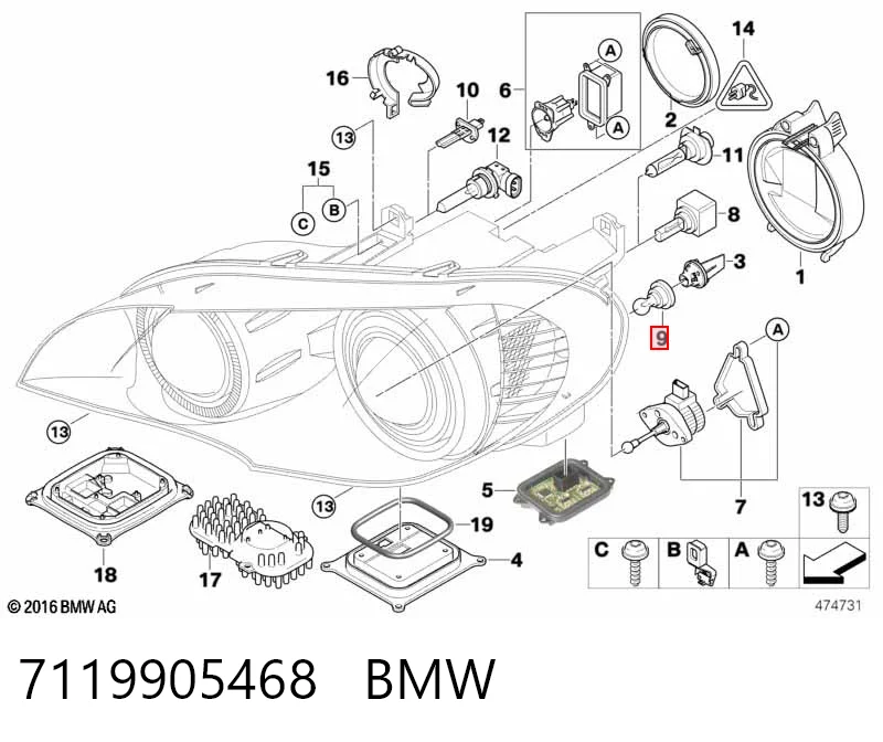 7119905468 BMW Lâmpada das luzes de posição dianteiras
