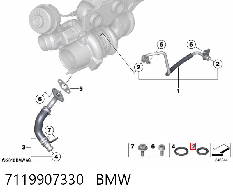 7119907330 BMW Vedante (anel) de mangueira de esfriamento de turbina, de fornecimento