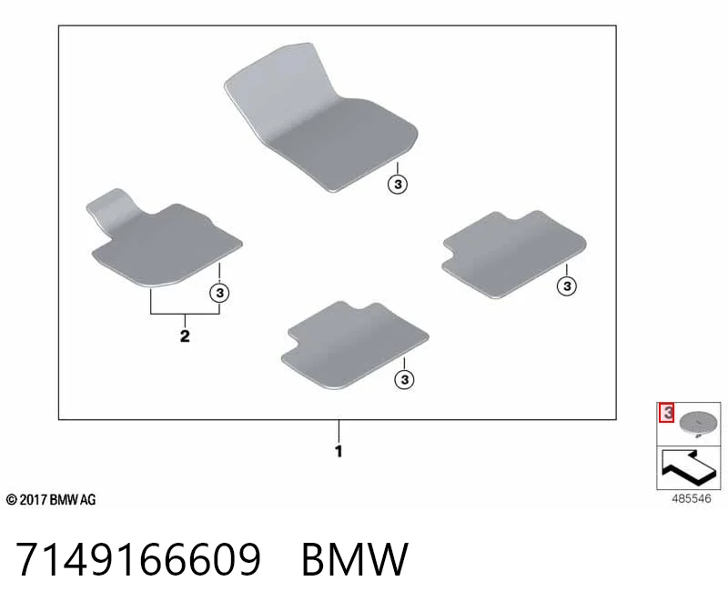 7149166609 BMW Kit de fixação de tapetes de salão
