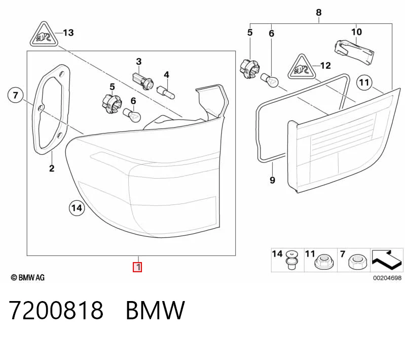 7200818 BMW Lanterna traseira direita externa