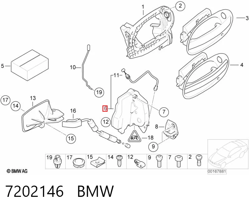 7202146 BMW Fecho da porta dianteira direita