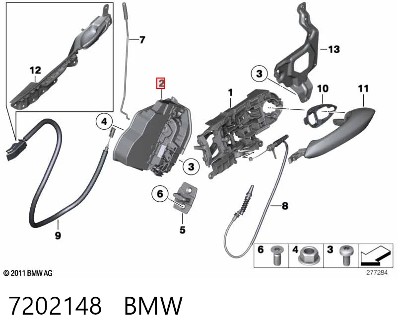 7202148 BMW Fecho da porta traseira direita