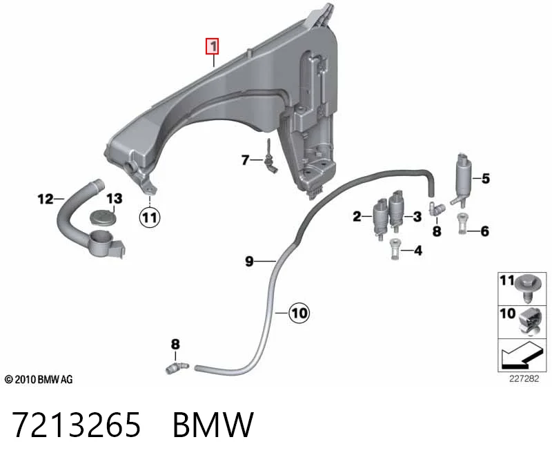 Tanque de fluido para lavador de vidro BMW X3  F25