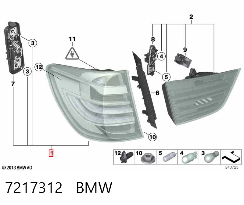 7217312 BMW Lanterna traseira direita externa