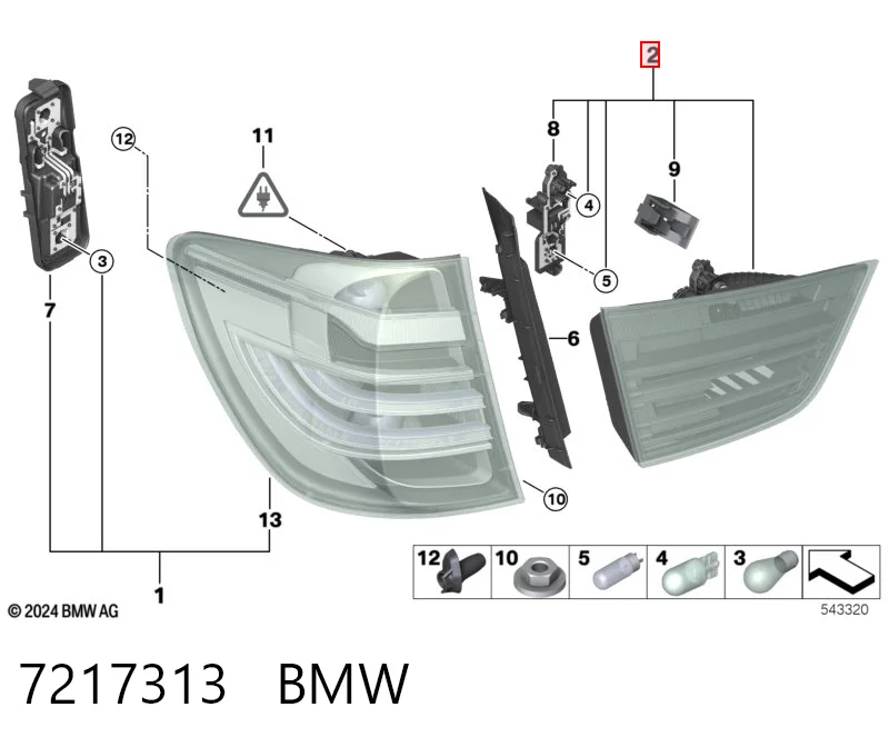 7217313 BMW Lanterna traseira esquerda interna