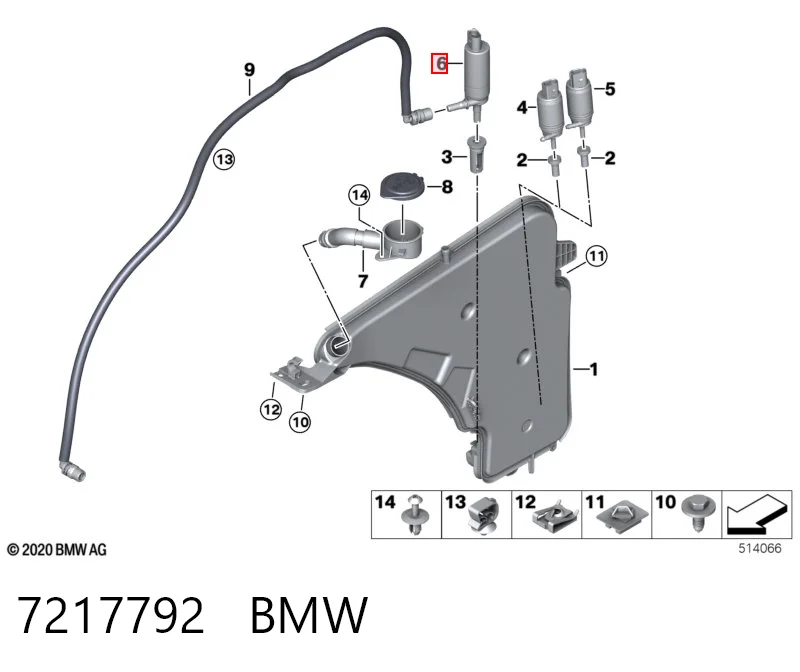 7217792 BMW Bomba do motor de fluido para lavador das luzes