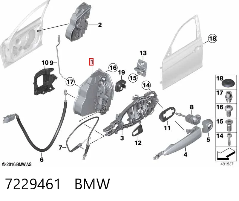 7229461 BMW Fecho da porta dianteira esquerda