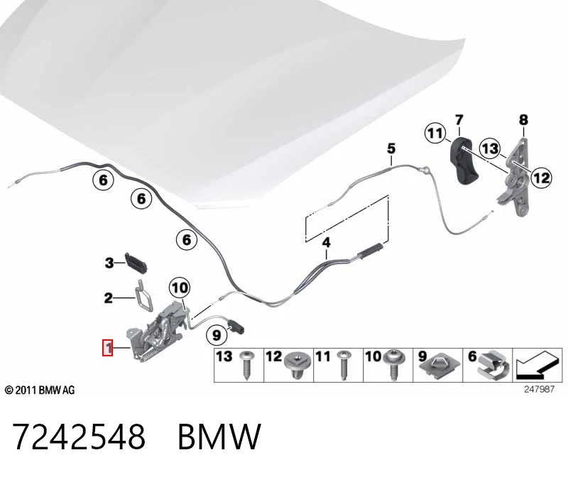 7242548 BMW Fecho da capota esquerdo