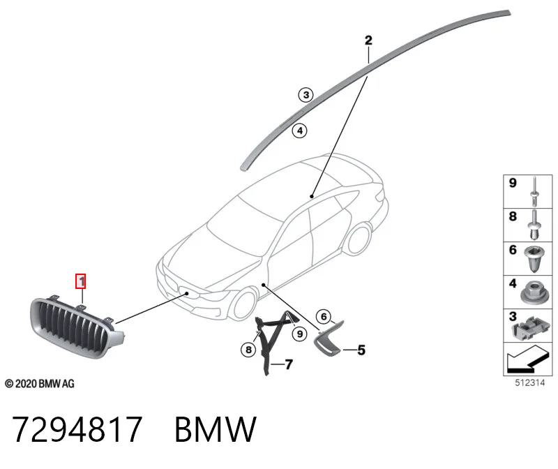 7294817 BMW Grelha do radiador esquerda