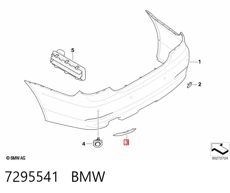 7295541 BMW Retrorrefletor (refletor) do pára-choque traseiro esquerdo