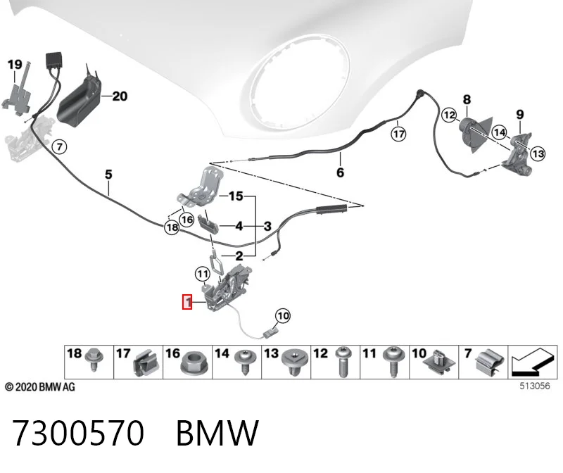 7300570 BMW Fecho da capota direito