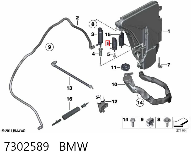 7302589 BMW Bomba de motor de fluido para lavador de vidro dianteiro