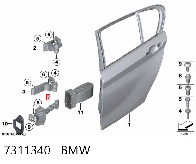 7311340 BMW Limitador traseiro esquerdo de abertura de porta