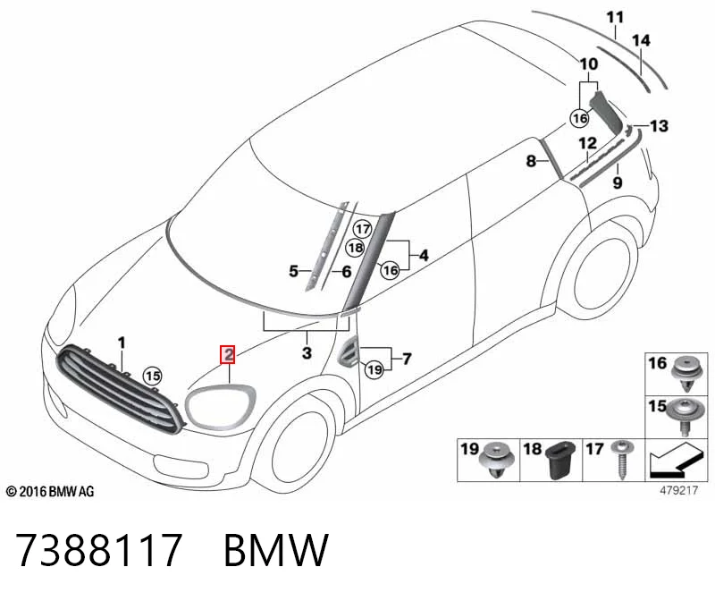 7388117 BMW Carcaça (cobrimento) da luz esquerda
