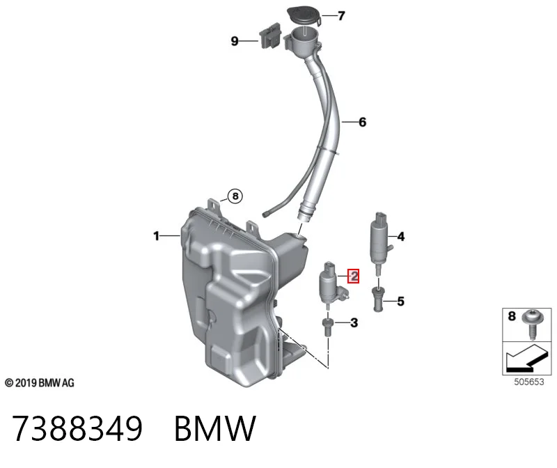 7388349 BMW Bomba de motor de fluido para lavador de vidro dianteiro/traseiro