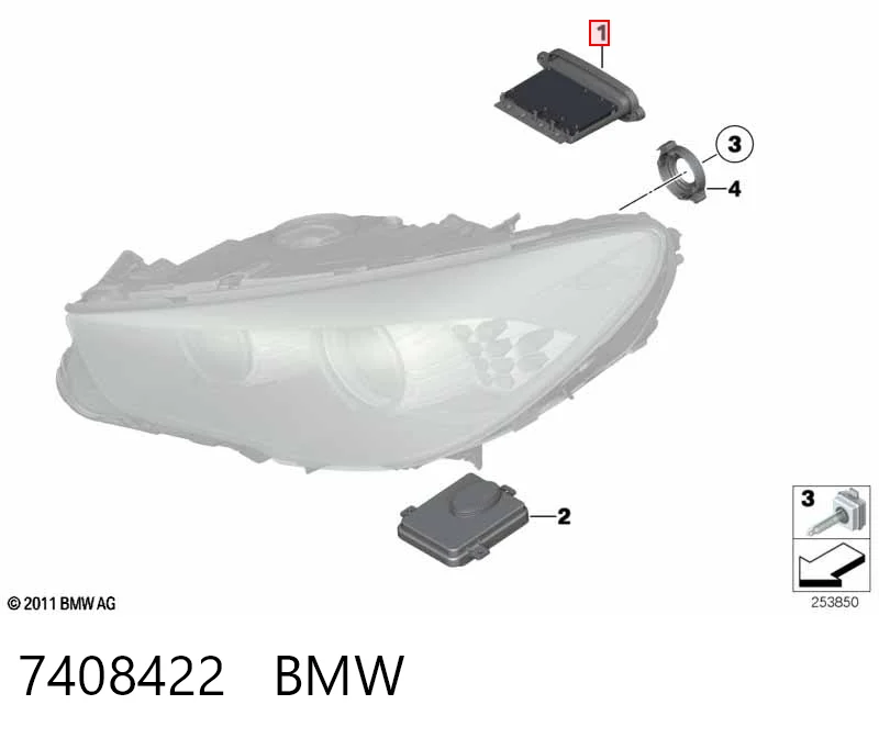 7408422 BMW Módulo de direção (Centralina eletrônica) das luzes
