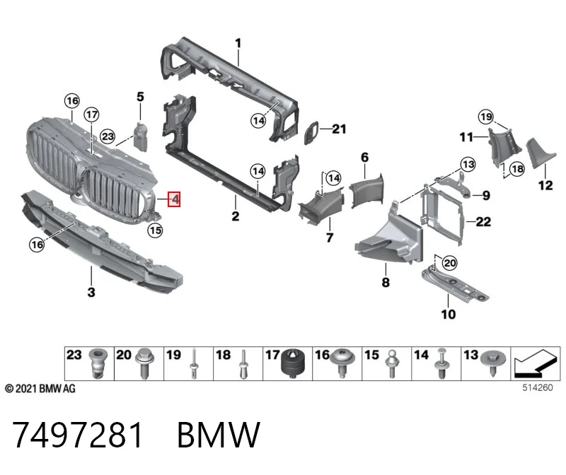 7497281 BMW Grelha do radiador