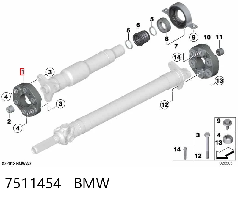 7511454 BMW Acoplamento elástico do veio de transmissão