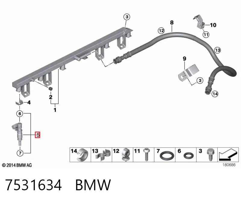 7531634 BMW Injetor de injeção de combustível
