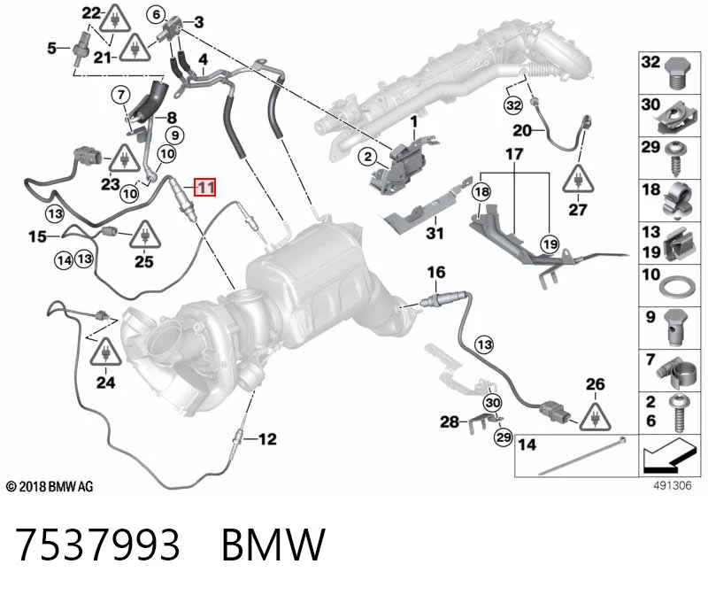 7537993 BMW Sonda lambda, sensor de oxigênio até o catalisador