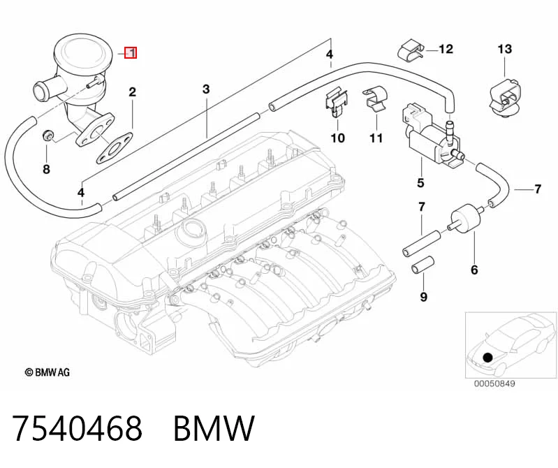 7540468 BMW Válvula de fornecimento de ar secundário