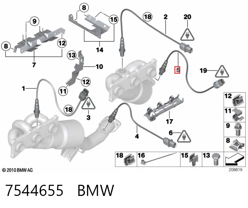 7544655 BMW Sonda lambda, sensor de oxigênio depois de catalisador