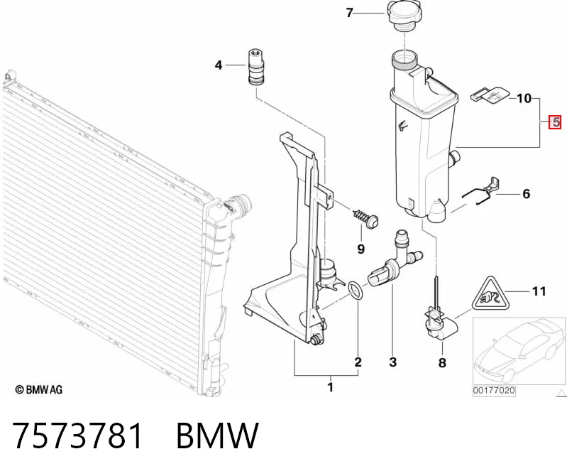 7573781 BMW Tanque do radiador