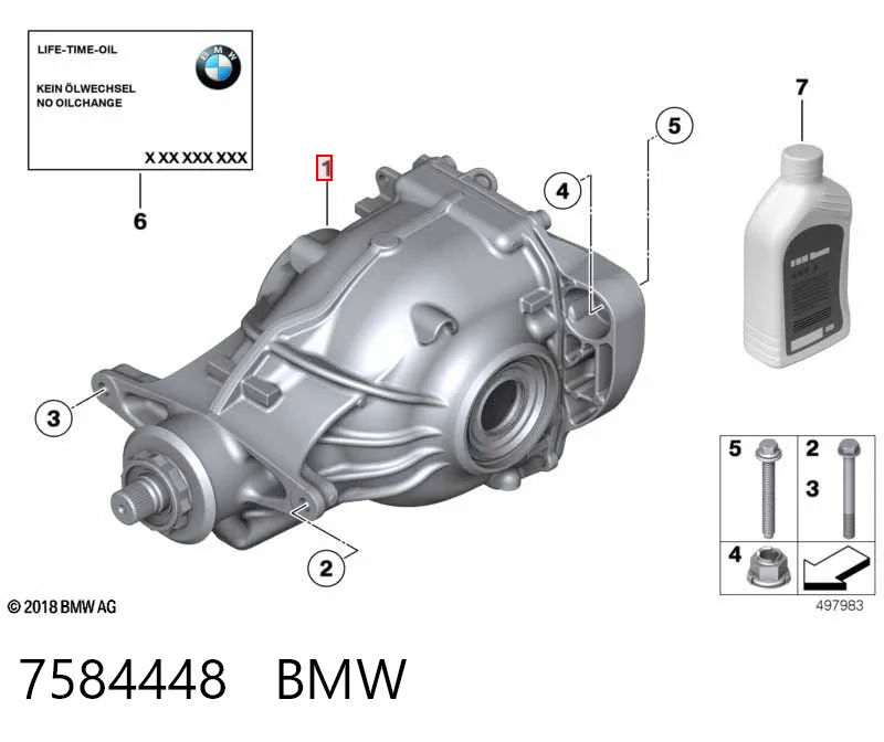 Redutor do eixo traseiro BMW 7  F01, F02, F03, F04