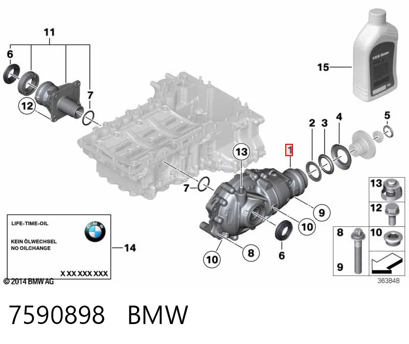 7590898 BMW Redutor do eixo dianteiro