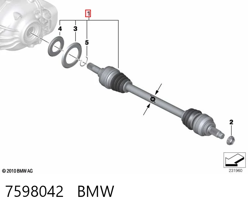 7598042 BMW Semieixo traseiro direito