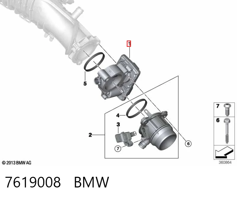 Válvula de borboleta montada BMW 3 sedan (G20, G80, G28) (2018 - 2026) 