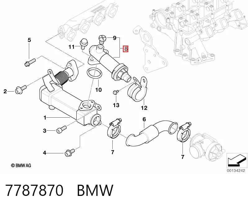 7787870 BMW Termostato do sistema EGR