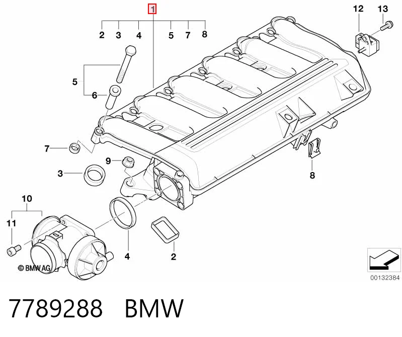 7789288 BMW Tubo coletor de admissão