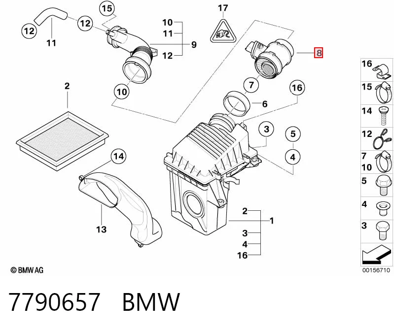 7790657 BMW Sensor de fluxo (consumo) de ar, medidor de consumo M.A.F. - (Mass Airflow)