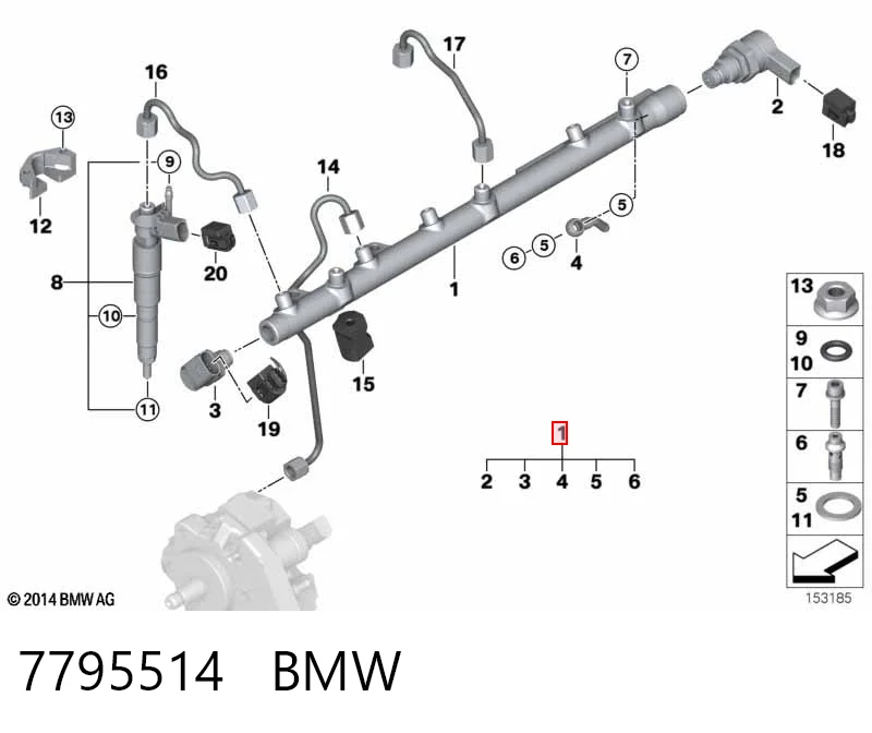 7795514 BMW Distribuidor de combustível (rampa)