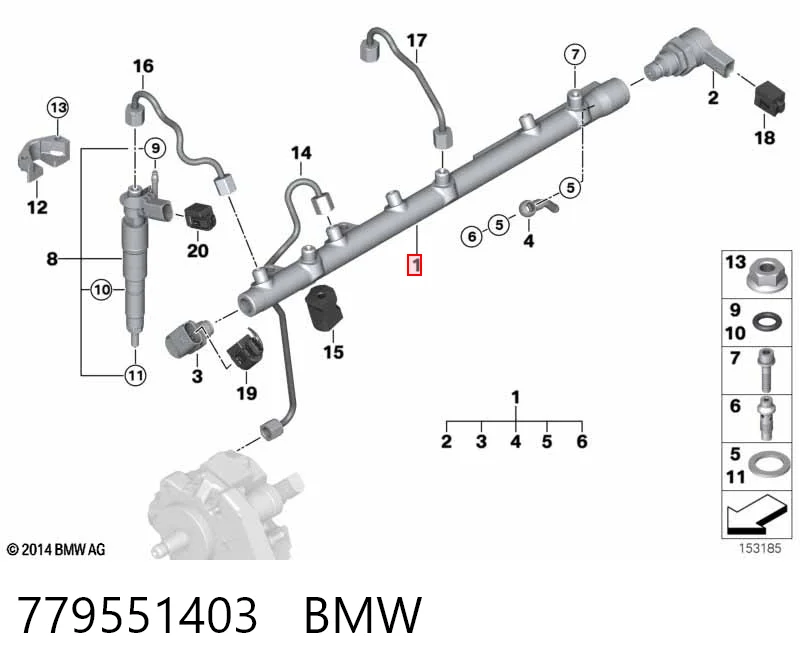 779551403 BMW Distribuidor de combustível (rampa)