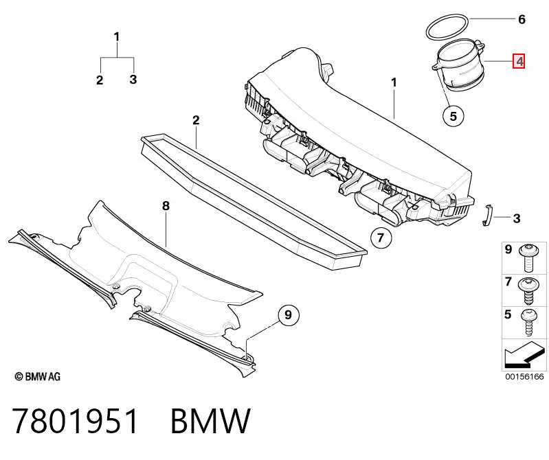 7801951 BMW Sensor de fluxo (consumo) de ar, medidor de consumo M.A.F. - (Mass Airflow)