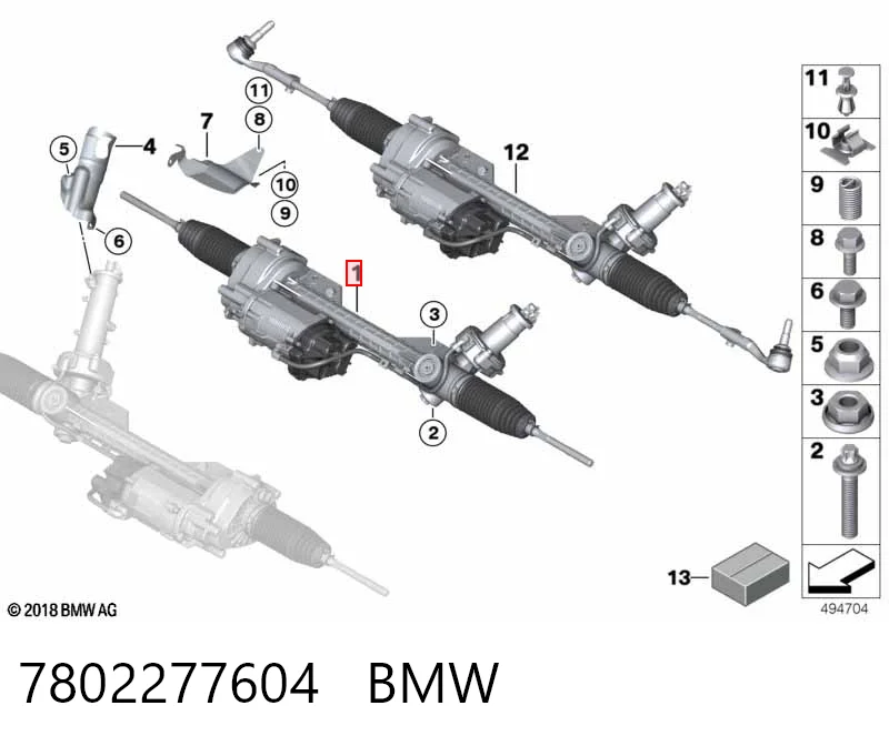 7802277604 BMW Cremalheira da direção