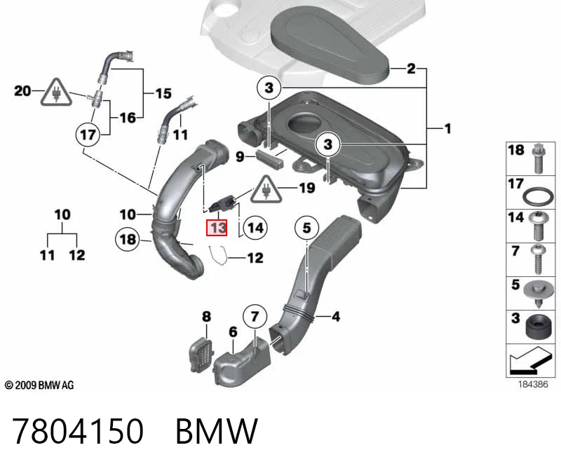 7804150 BMW Sensor de fluxo (consumo) de ar, medidor de consumo M.A.F. - (Mass Airflow)