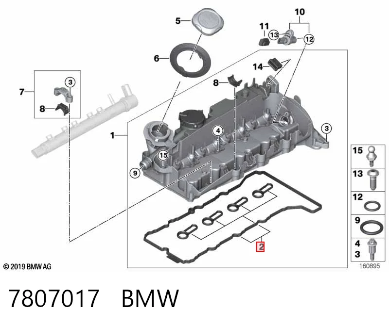 7807017 BMW Vedante da tampa de válvulas de motor, kit