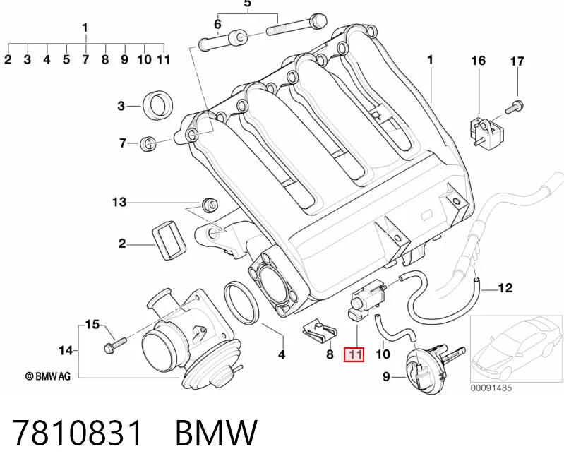 7810831 BMW Válvula solenoide de regulação de comporta EGR