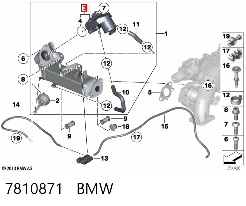 7810871 BMW Válvula EGR de recirculação dos gases