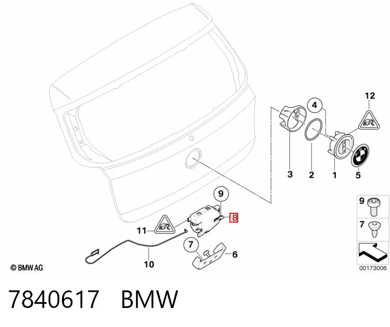 7840617 BMW Fecho de tampa de porta-malas (de 3ª/5ª porta traseira)