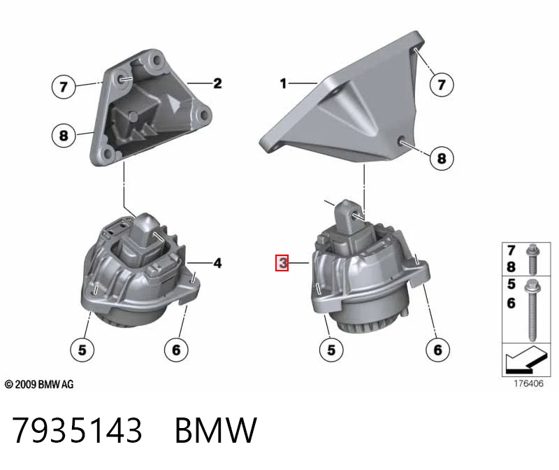 7935143 BMW Coxim (suporte) esquerdo de motor