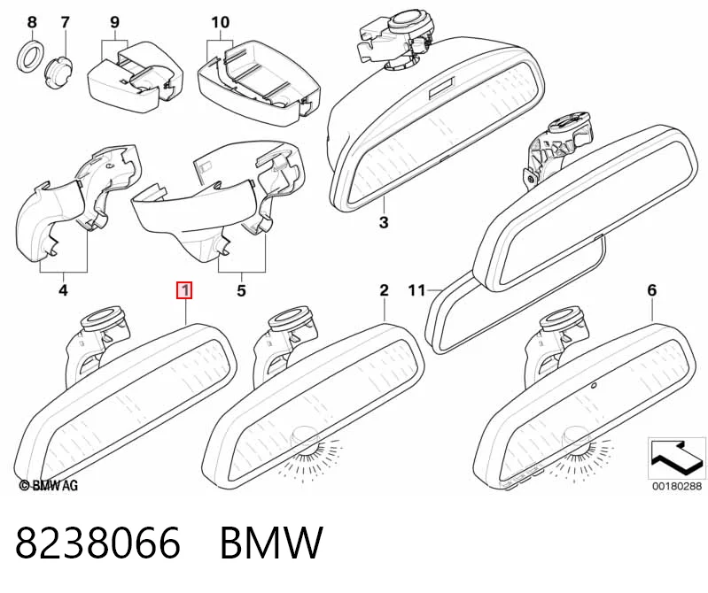  Espelho de salão interno BMW 3 coupé (E46) (1999 - 2006) 