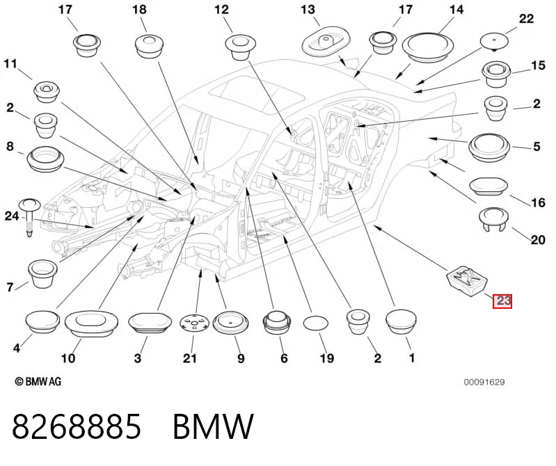 8268885 BMW Coxim do macaco inferior (suporte de plataforma elevatória)